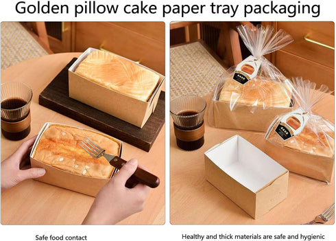 Paper Bread Loaf Pan 6In, 25PCS Disposable Bakery Boxes, Natural Recyclable Toast Take Out Boxes for Microwave Oven
