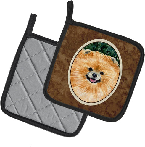 Caroline's Treasures SS8725PTHD Pomeranian Pot Holders Set, Kitchen Heat Resistant, 7 1/2 x 7 1/2