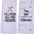 Funny Kitchen Towels for Men, Women, BBQ Grilling, Hilarious Gifts for Husband, Dad, Boyfriend, Chefs