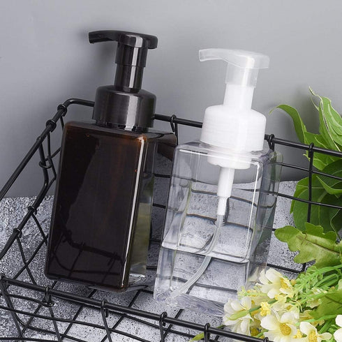 UUJOLY Foaming Soap Dispenser, 450ml (15oz) Refillable Pump Bottle for Liquid Soap, Shampoo, Body Wash (2 Pcs) Clear