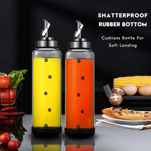 Set 17 oz Set 2 Glass Olive Oil Dispenser Bottle for Kitchen Shatterproof & Leakproof Oil and Vinegar Dispenser