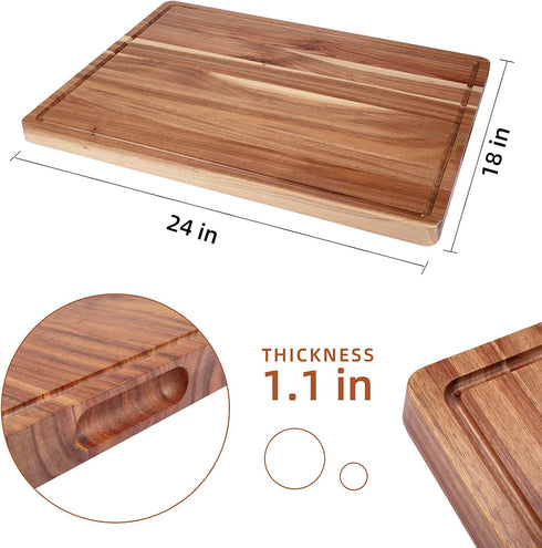 24 18 Garvee Extra Large Cutting Board for Kitchen, in x in Acacia Wood Thick Chooping Board with Deep Juice Groove