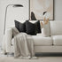 Pack 2 18 18 Inch of Black Boucle Decorative Pillow Cover with Faux Leather Modern Accent Pillow Case x Textured Stripe