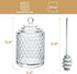 Iyulania (10 oz) Glass Honey Jar with Lid and Dipper, Honeycomb-Inspired Design Container, Heavy Honey Pot for Home