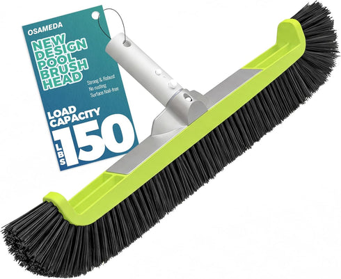 OSAMEDA 18" Pool Brush Head for Cleaning Swimming Pool Walls, Curved Ends High-Efficiency