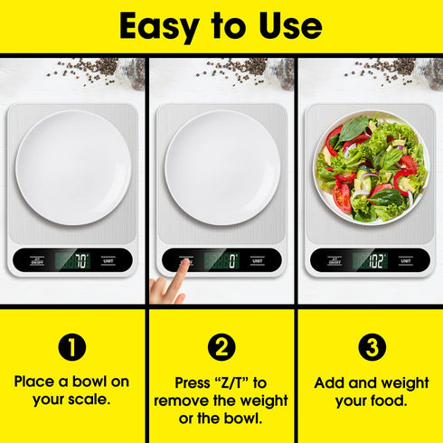 Food Scale White, 22lb/10kg Digital Kitchen Scale for Baking, Cooking, Weight Loss