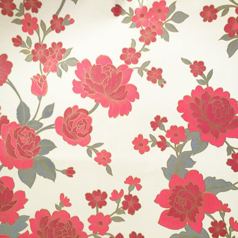 Moyishi Vintage Floral Flower Paper Peel & Stick Shelf Liner - Dresser Drawer Sticker, 17.7''x78.7'' Red