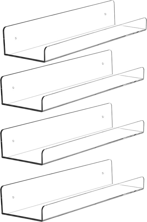 4 Pcak Clear Acrylic Shelves for Bedroom,Room,15 Inch Bathroom Wall Shelf &