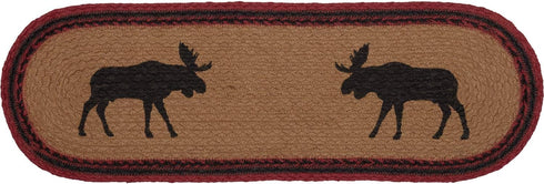 VHC Brands Cumberland Moose Rustic Decor Table Runner, Natural Jute for Kitchen Dining Room, Tan Red Black