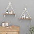 Set 2 Mkono Macrame Hanging Shelves Boho Wall Decor of Rustic Wood Floating Storage Shelf for Bedroom Bathroom Living