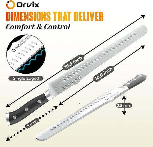 ORVIX 15.6 Inch Bread Knife Extra Long Serrated Knife for Homemade Sourdough Bread Ultra Sharp Stainless Steel Full
