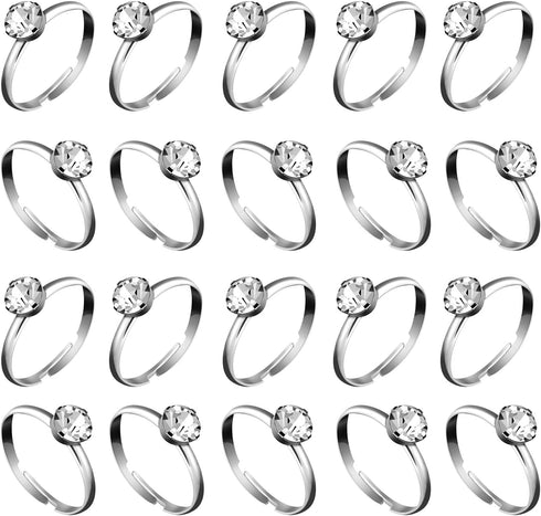Whaline 36 Packs Diamond Engagement Rings for Bridal Shower, Wedding Table Decorations, Party Supply, Cupcake Toppers