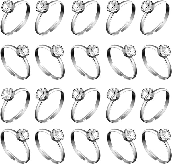Whaline 36 Packs Diamond Engagement Rings for Bridal Shower, Wedding Table Decorations, Party Supply, Cupcake Toppers