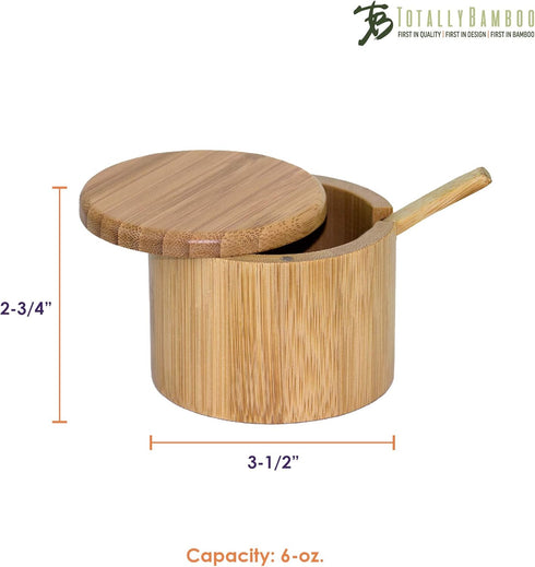6 Totally Bamboo Little Dipper Salt Cellar Bamboo Storage Box with Magnetic Swivel Lid, Ounce Capacity, Includes Salt