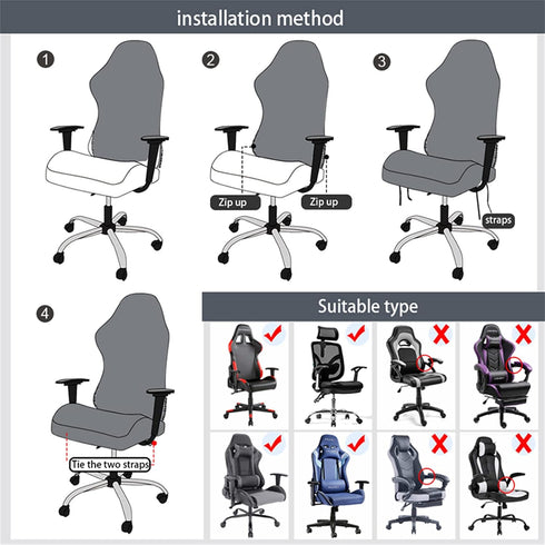 Gaming Chair Covers Slipcovers with Armrest Covers, Stretch Game Computer Office Desk Chair Protector, Soft Polyester