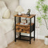 HETS010BR-1 LOAKEKEL Night Stand with Charging Station, Small Bedside Table with Fabric Drawer, Nightstand with USB