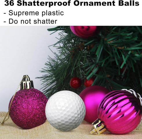 Set of 36pcs Fuchsia 1.6" Small Shatterproof Christmas Balls Ornaments for Tree Birthday Halloween Wedding Decorations