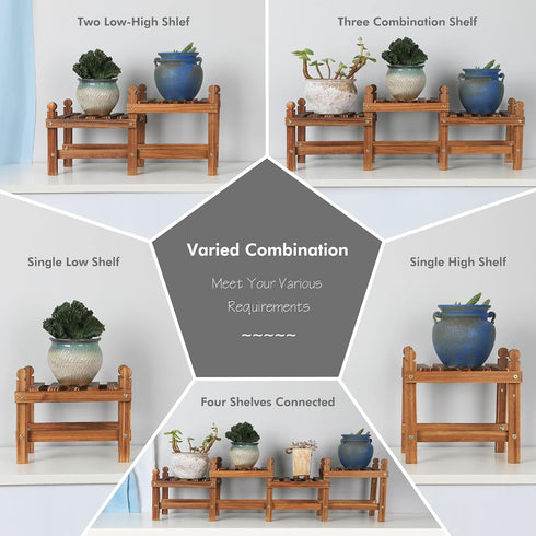 Outdoor,4 (11.8"-44'') Wood Plant Stand Indoor Tiers Plant Stand Bench Indoor,Low Window Plant Shelf Small Long Flower