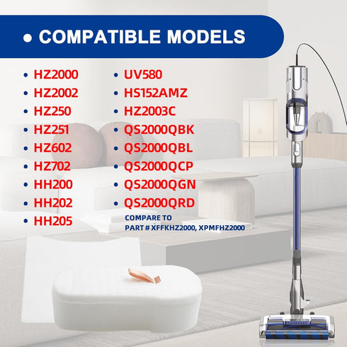 HZ2002 Filter for Shark HZ2000 HZ251 HZ602 UV580 HZ702 HZ251 HS152AMZ, UltraLight DuoClean Vacuum