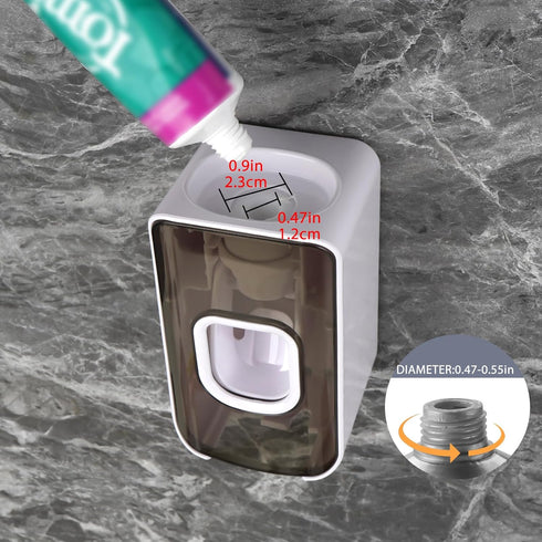 LUEXBOX 2 2 1 Slot Toothbrush Holder and Toothpaste Dispenser Wall Mounted, Automatic Toothpaste Squeezer, in Tooth