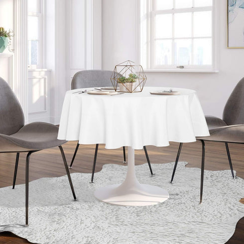 sancua 60 Inch Round Tablecloth - Water Resistant Washable Polyester Table Cover for Dining, Buffet Parties, White