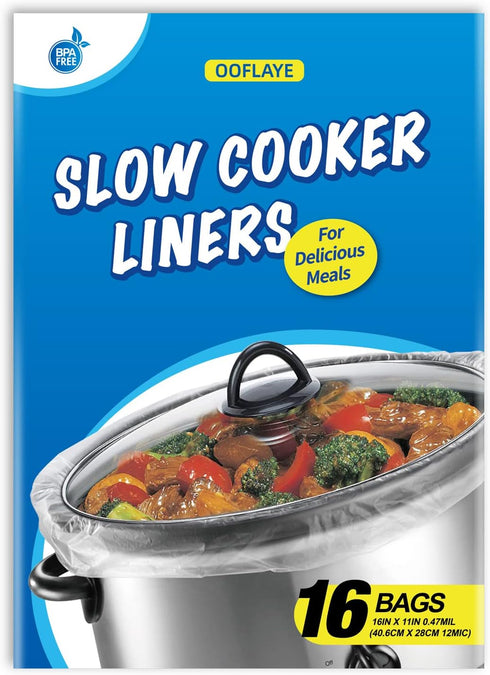 Small Size Slow Cooker Liners, Disposable Cooking Bags for 1QT to 3QT Oval & Round Pots (16 Count)