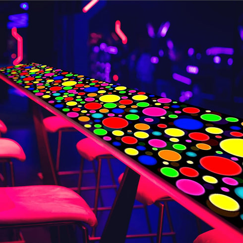 Haull 1 Pcs 118 x 39 Inches Neon Light up Dance Floor, Glow in The Dark Runner Rug for 80s 90s Party