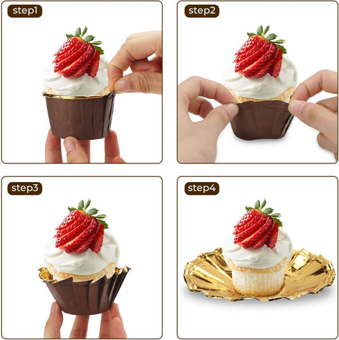 EUSOAR Cupcake Ramekins, 100pcs 3.5 oz Aluminum Foil Muffin Liners, Cupcake Liners, Aluminum Foil Cupcake Baking Cups, Little Foil Cups, Cupcake Ramekin Holder Cups, Ramekins for Baking
