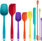 HOTEC BPA Free Heat Resistant Silicone Spatula Set, Kitchen Utensils for Baking Cooking Mixing, Non Stick Cookware (Set