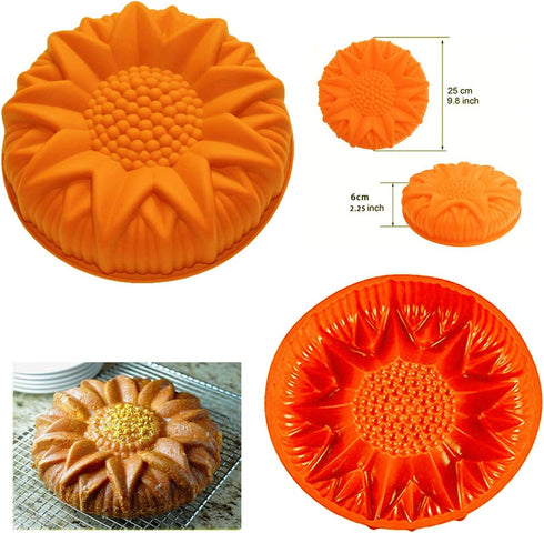 9.8'' Sunflower Birthday Cake Mold Silicone Baking Molds for Party Cake, Dessert, Tart, Pie, Flan