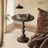 13.8" Side Table - Round Small Accent Table with Metal Base, Multifunctional Vintage Coffee Table for Living Room