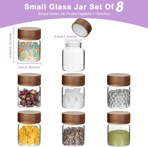 Foyofly (4oz(118ml)*8 pack) Glass Spice Jars Seasoning Containers Small Glass Jars with Lids Airtight Food Storage