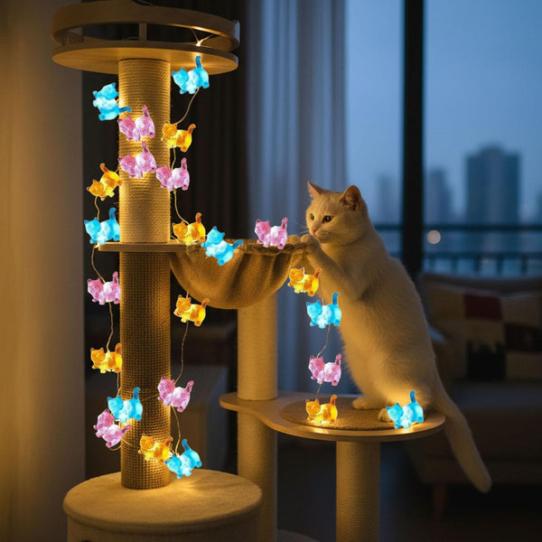 30 LED Cat String Lights 10ft Battery Powered Kitty Fairy Lights for