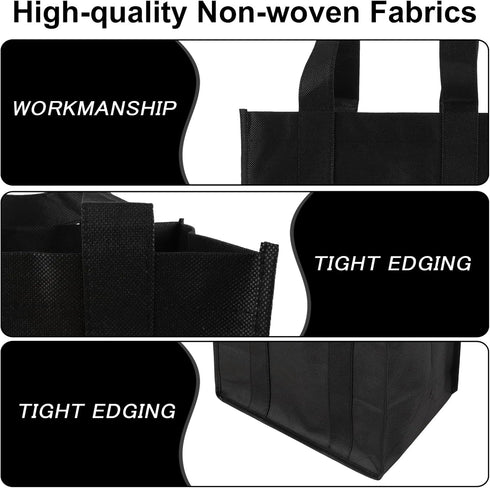 6 Bottle Wine Carrier Tote, Reusable Non-Woven Wine Travel Bag with Carry Handle for Picnic, Camping