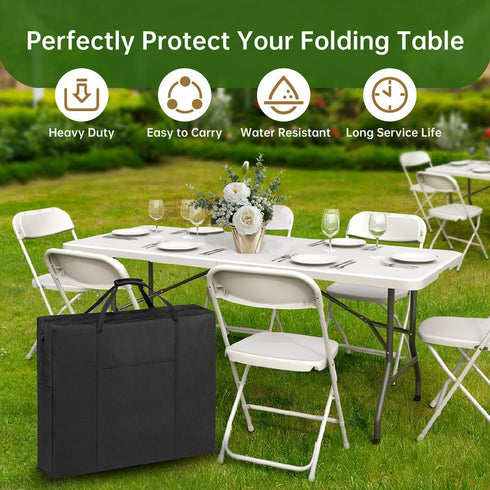 QYILUARE 4 26" 5" 24.4" Ft Folding Table Storage Bag | L x W x H - Heavy Duty Water-Resistant Carrying Bag with Pocket