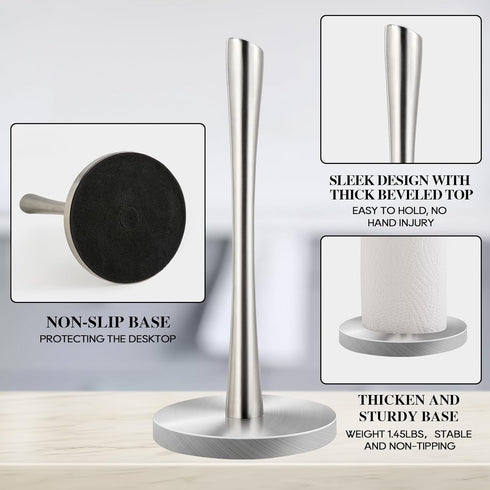 JOGREFUL Paper Towel Holder Stand for Kitchen, One-Handed Tear Stainless Steel Towel Roll Holder for Countertop,