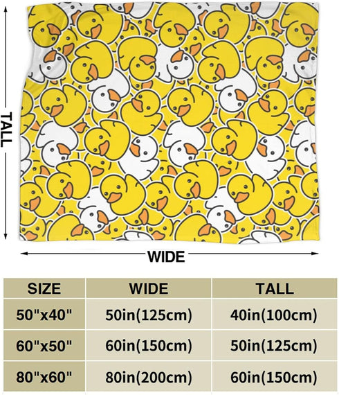Perinsto 80"X60" Cute Rubber Ducks Throw Blanket Ultra Soft Warm All Season Cartoon Duckies Decorative Fleece Blankets