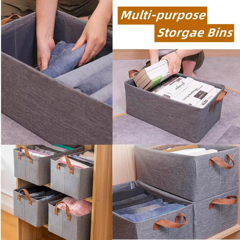 Pack of 3 Large Capacity Storage Bins, Sturdy Foldable Storage Boxes for Organizing Clothing, Sheets, Toys, Books -