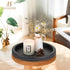 Counter Hanobe Decorative Coffee Table Tray: Modern Farmhouse Beaded Round Tray Decor Rich Dark Brown Circle Wooden