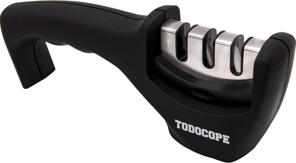 Premium Chef Knife Sharpener, Professional Kitchen 3 Slot Manual Knife Sharpener Kit, Black
