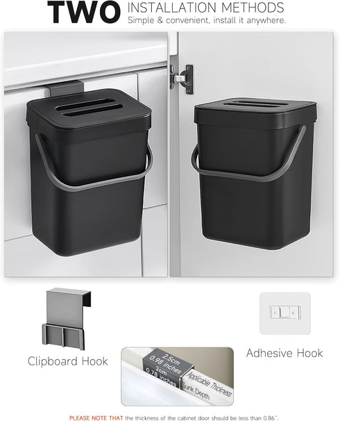 Countertop Compost Bin - 1.3 Gallons Small Trash Can with Lid for Kitchen Bathroom, Indoor Compost Bucket with Lid