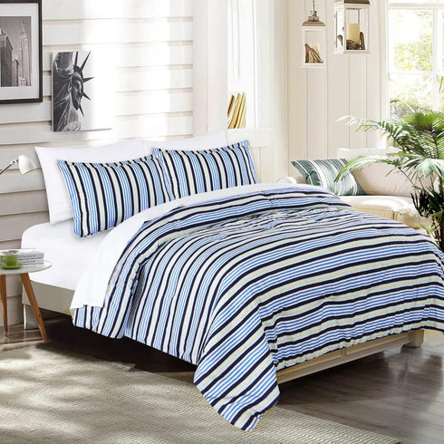 EMME Set 7 Sets, Set Queen Comforter Piece Bedding Blue Bed in a Bag Bedspreads Queen Size with Comforter, Sheets