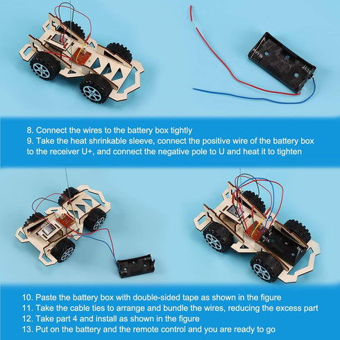 Wooden Wireless Remote Control Racing Car Kit F4, Science Experiment Kit for Youth Age, Robotic Stem Project