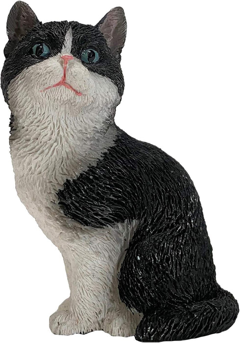 Sandicast SS30402 Small Size Tuxedo American Shorthair Cat Sculpture, Black/White