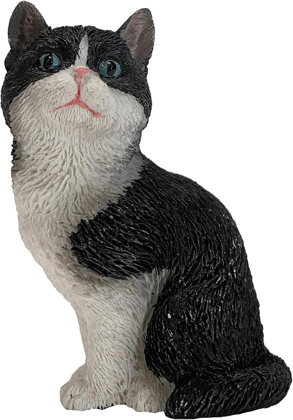 Sandicast SS30402 Small Size Tuxedo American Shorthair Cat Sculpture, Black/White