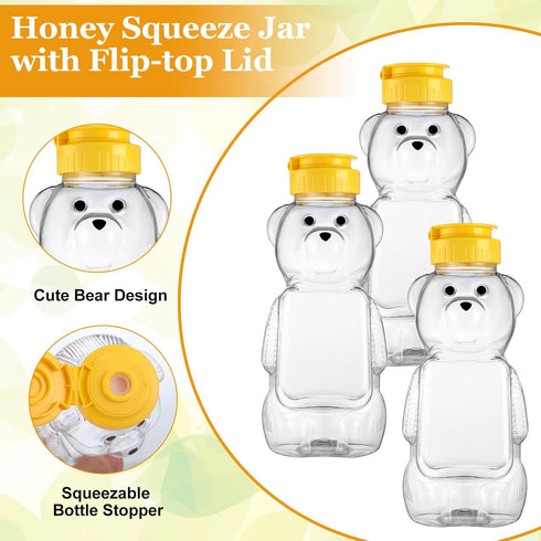 36 Transparent(350 Ml/ 12 oz) Thenshop Pcs Honey Bear Bottle,Plastic Honey Squeeze Bottle,Honeybear Squeeze Jars,Cute