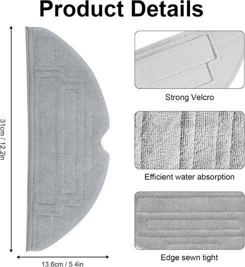 5 Pcs Washable Mop Pads for Roborock S8 Pro Ultra Robot Vacuum Replacement Accessories Reusable Mopping Pad