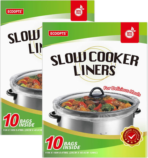 Slow Cooker Liners Disposable Cooking Bags - Small Size Pot Liners Fit 1QT to 3QT for Oval & Round Pot (20)