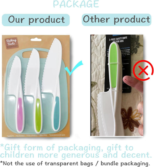 Kids Knife Set for Real Cooking, 4 Pieces Toddler Knife Set with Cutting Board, Firm Grip