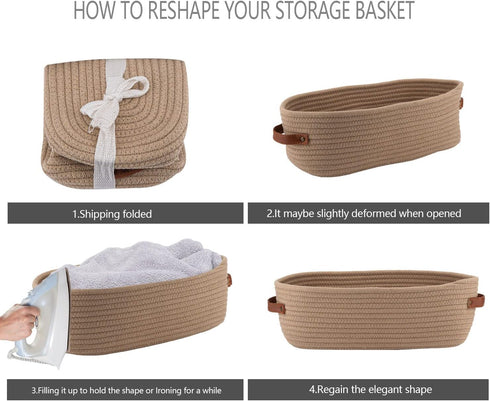 Boho Decor Storage Basket, Woven Decorative Basket for Organizing Countertop and Toilet Paper with Handle